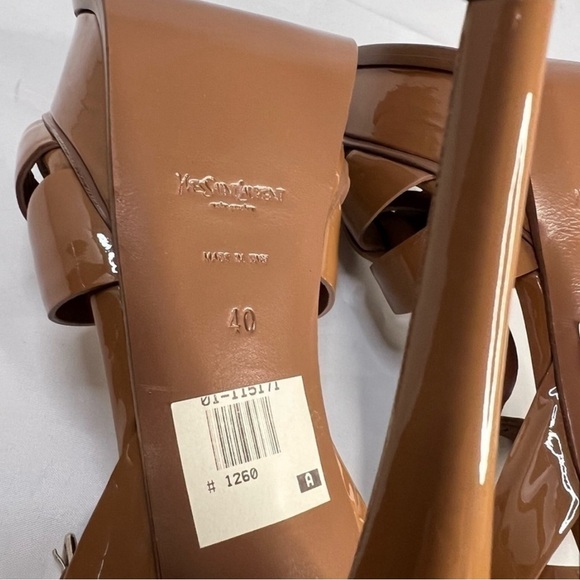 YVE SAINT LAURENT Tribute Brown T-strap Patent Leather Platform Sandal NWT - Picture 10 of 13